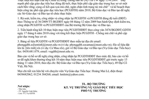 Công văn 5402/BGDĐT-GDTH hướng dẫn công tác phổ cập giáo dục tiểu học