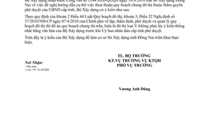 Công văn 76/BXD-KTQH thoả thuận quy hoạch chung đô thị thẩm quyền