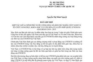 Bản ghi nhớ hợp tác giữa Việt NamTổ chức giáo dục, khoa học và văn hóa