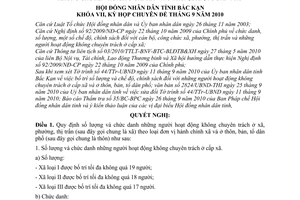 Nghị quyết 25/2010/NQ-HĐND số lượng chế độ, chính sách người hoạt động không