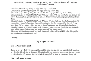 Thông tư 30/2010/TT-BGTVT phòng, chống khắc phục hậu quả lụt bão