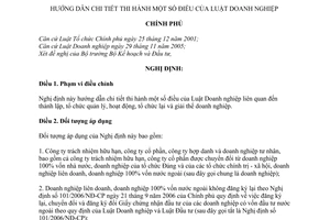 Nghị định 102/2010/NĐ-CP hướng dẫn Luật doanh nghiệp