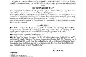 Quyết định 2497/QĐ-BTP Kế hoạch thực hiện Quyết định 52/2010/QĐ-TTg