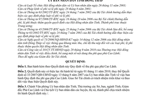 Quyết định 32/2010/QĐ-UBND thu phí qua phà Cao Lãnh