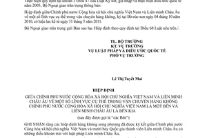 Thông báo hiệu lực Hiệp định lĩnh vực cụ thể trong vận chuyển hàng không