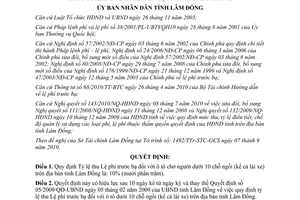 Quyết định 33/2010/QĐ-UBND tỷ lệ thu lệ phí trước bạ ô tô chở người Lâm Đồng