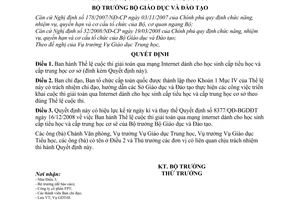 Quyết định 4413/QĐ-BGDĐT Thể lệ cuộc thi giải toán qua mạng Internet