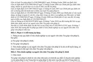 Thông báo 15/2010/TT-BTP  tiêu chuẩn nghiệp vụ các ngạch viên chức