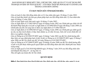 Quyết định 31/2010/QĐ-UBND mức thu chế độ thu nộp quản lý sử dụng phí tham quan