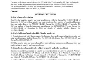 Circular No. 33/2010/TT-BCA specifying security and order conditions