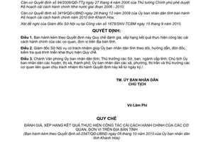 Quyết định 2547/QĐ-UBND 2010 đánh giá xếp hạng cải cách hành chính Khánh Hòa