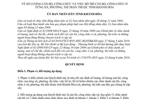 Quyết định 33/2010/QĐ-UBND số lượng cán bộ, công chức