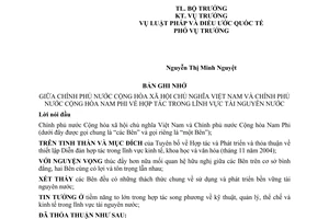 Bản ghi nhớ hợp tác trong lĩnh vực tài nguyên nước giữa Việt Nam - Nam Phi