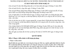 Quyết định 75/2010/QĐ-UBND chuyển đổi vị trí công tác cán bộ công viên chức Nghệ An