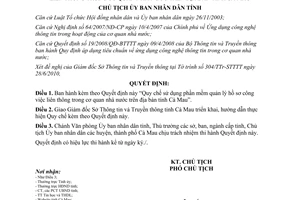 Quyết định 1525/QĐ-UBND 2010 Quy chế sử dụng phần mềm quản lý hồ sơ công việc liên thông Cà Mau