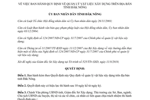 Quyết định 32/2010/QĐ-UBND Quy định về quản lý vật liệu xây dựng Đăk Nông