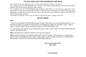 Quyết định 75/2010/QĐ-UBND bãi bỏ Quyết định 94/2001/QĐ-UB