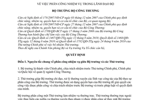 Quyết định 5240/QĐ-BCT phân công nhiệm vụ trong lãnh đạo bộ