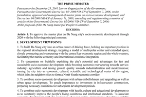 Decision No. 1866/QD-TTg approving the master plan on Da Nang city's