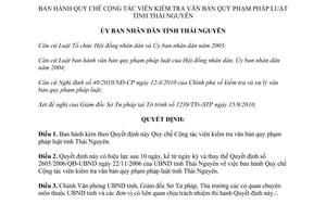 Quyết định 29/2010/QĐ-UBND quy chế cộng tác viên văn bản Thái Nguyên