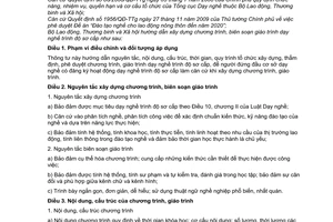 Thông tư 31/2010/TT-BLĐTBXH hướng dẫn xây dựng chương trình, biên soạn