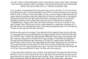 Chỉ thị 1869/CT-TTg tăng cường phối hợp Ủy ban Trung ương Mặt trận