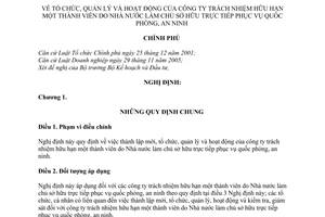 Nghị định 104/2010/NĐ-CP tổ chức quản lý và hoạt động công ty trách nhiệm hữu