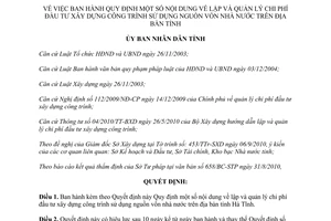 Quyết định 19/2010/QĐ-UBND lập quản lý chi phí đầu tư xây dựng công trình Hà Tĩnh