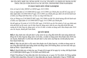 Quyết định 23/2010/QĐ-UBND mức trần phí dịch vụ lấy nước của tổ chức hợp tác Nam Định