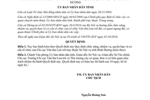 Quyết định 34/2010/QĐ-UBND chức năng cơ cấu tổ chức Chi cục Văn thư Lưu trữ Bình Dương