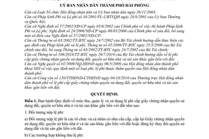 Quyết định 1684/QĐ-UBND lệ phí cấp giấy chứng nhận quyền sử dụng