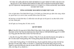 Quyết định 1435/QĐ-BHXH  sửa đổi Phần II Quy định về tiêu chuẩn cán bộ quản lý