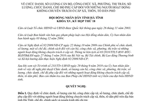 Nghị quyết 131/2010/NQ-HĐND chức danh số lượng cán bộ công chức người không chuyên trách Hà Tĩnh