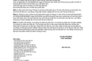 Thông tư 25/2010/TT-BGDĐT Quy chế tuyển chọn, tổ chức bồi dưỡng