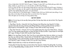 Quyết định 5358/QĐ-BCT thay đổi cán bộ tham gia Ban Chỉ đạo