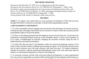 Decision No. 1890/QD-TTg approving the master plan on socio-economic development