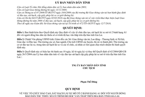 Quyết định 21/2010/QĐ-UBND tổ chức đào tạo, sát hạch lái xe