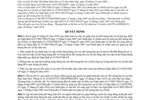 Quyết định 26/2010/QĐ-UBND mức trợ cấp, trợ giúp cho các đối tượng bảo trợ