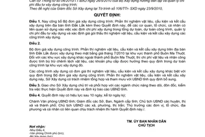 Quyết định 29/2010/QĐ-UBND công bố Bộ đơn giá xây dựng công trình