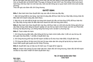 Quyết định 44/2010/QĐ-UBND  đơn giản hóa thủ tục hành chính