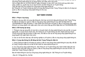 Thông tư 23/2010/TT-BTTTT cung cấp thông tin trang thông tin điện tử
