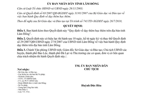 Quyết định 35/2010/QĐ-UBND Quy định dạy học thêm trên địa bàn tỉnh Lâm Đồng