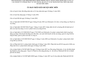 Quyết định 03/2010/QĐ-UBND phòng ngừa ngăn chặn kiểm tra xử lý vi phạm trật tự xây dựng Hóc Môn Hồ Chí Minh