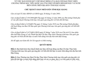 Quyết định 2159/QĐ-UBND 2010 Ban Chỉ đạo ứng phó biến đổi khí hậu nước biển dâng Hậu Giang