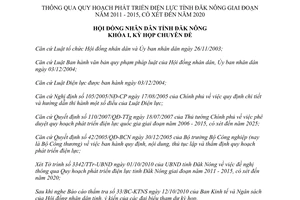 Nghị quyết 21/2010/NQ-HĐND quy hoạch phát triển điện lực Đắk Nông 2011 2015