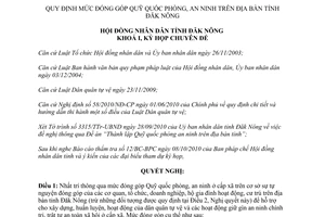 Nghị quyết 22/2010/NQ-HĐND mức đóng góp quỹ quốc phòng an ninh Đắk Nông