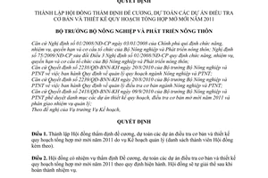 Quyết định 1631/QĐ-BNN-KH  thành lập Hội đồng thẩm định đề cương