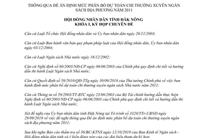 Nghị quyết 23/2010/NQ-HĐND định mức phân bổ dự toán chi 2011 Đắk Nông