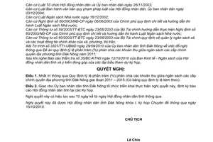 Nghị quyết 18/2010/NQ-HĐND  tỷ lệ phần trăm (%) phân chia khoản thu