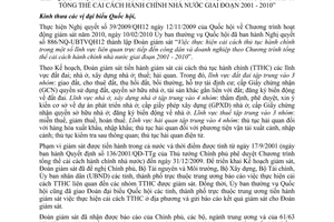 Báo cáo 378/BC-UBTVQH12 thực hiện cải cách thủ tục hành chính